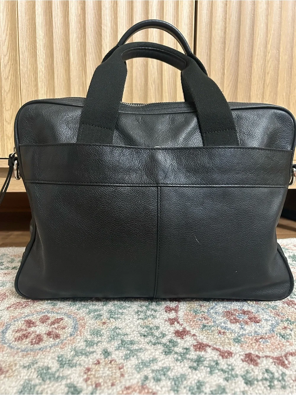 Vintage Coach Black Leather Briefcase with Front Pockets